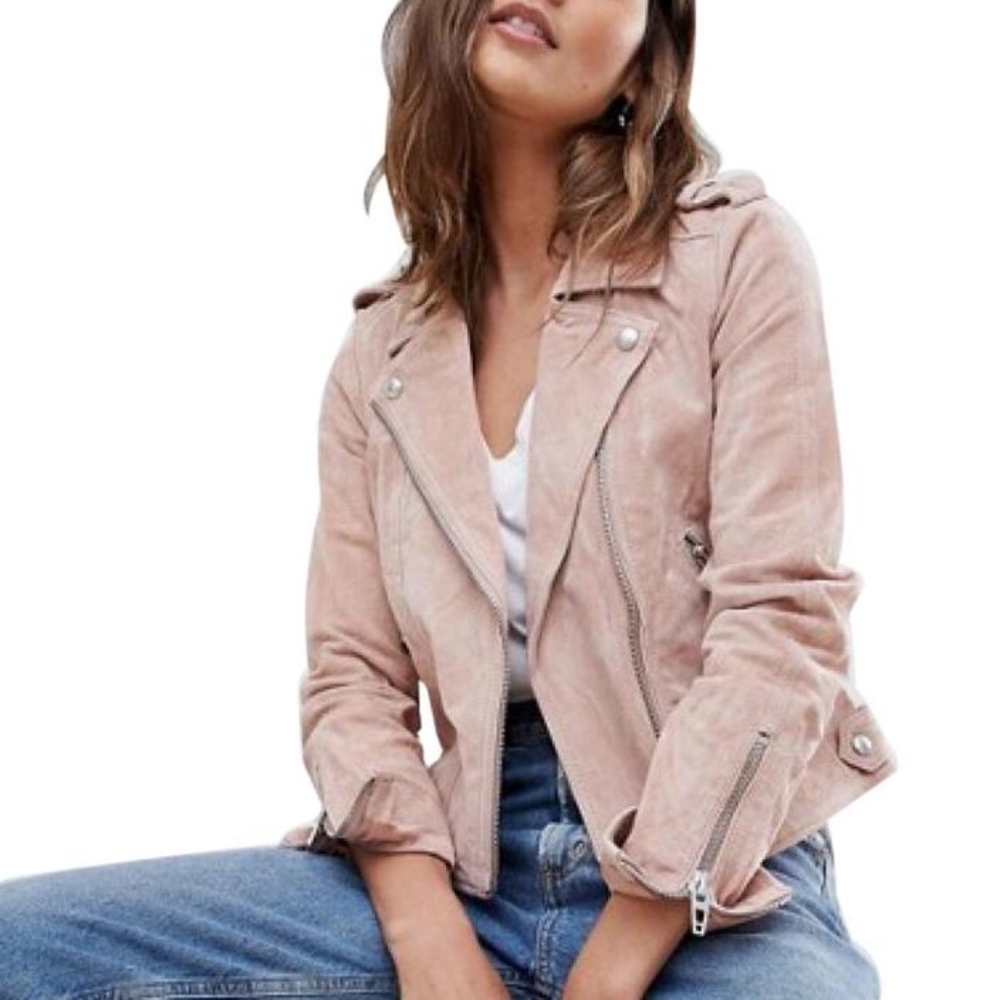 BLANK NYC suede jacket in candy crush